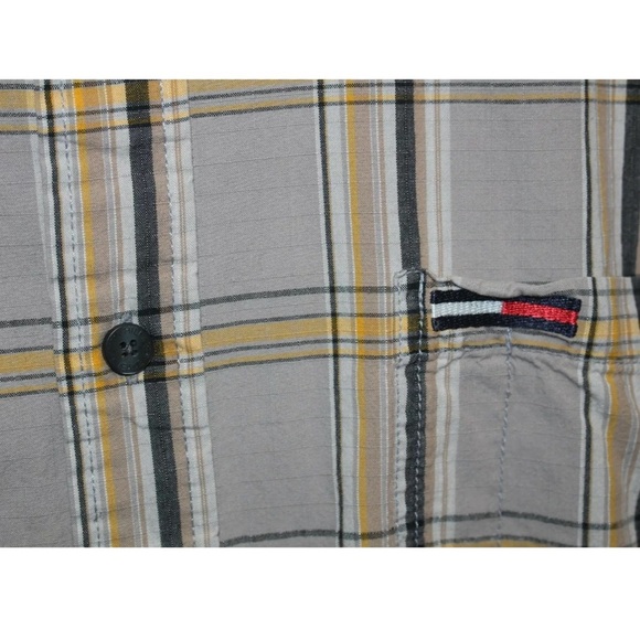Tommy Hilfiger Jeans Tan Plaid Button Down XL - Picture 4 of 8